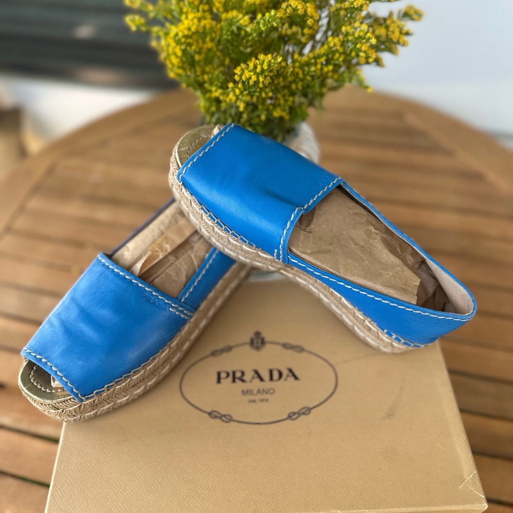 Prada Blue Espadrille Flats